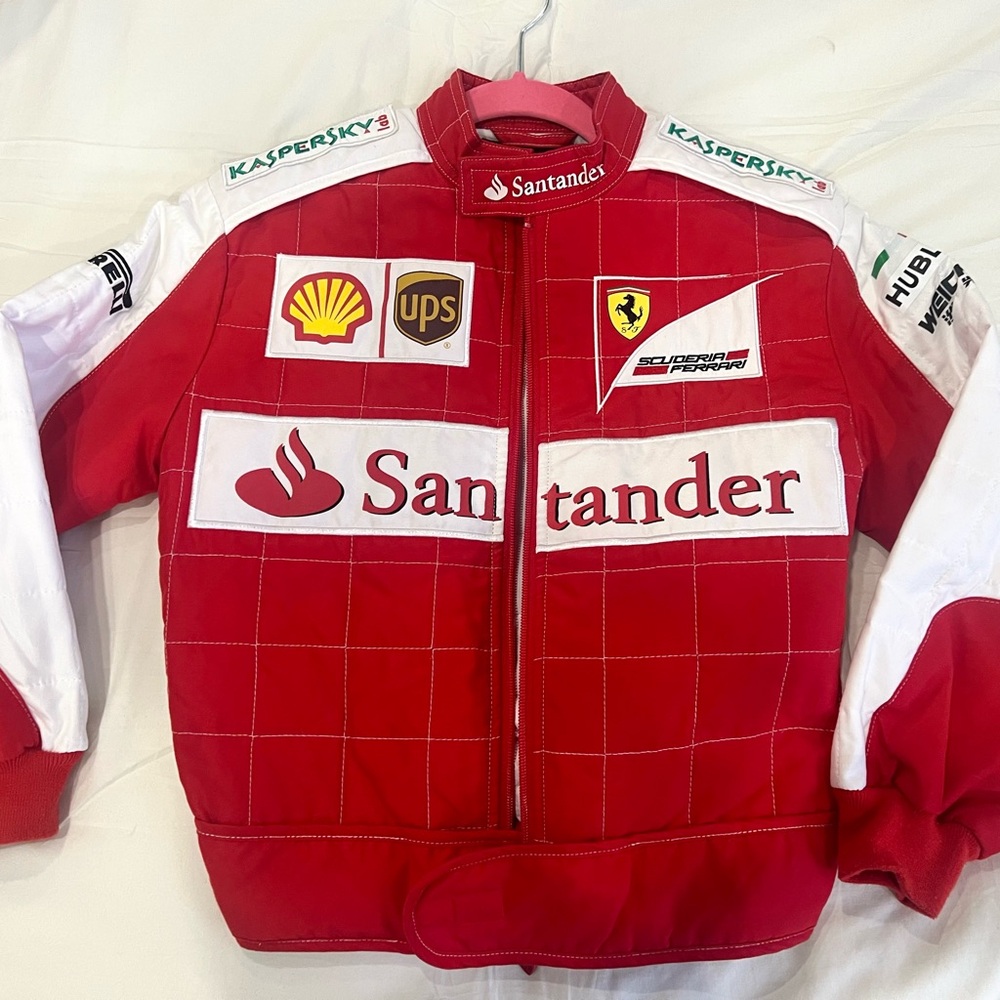 Official Ferrari F1 Replica Racing Jacket Red – Santander Shell UPS – Kids 9y